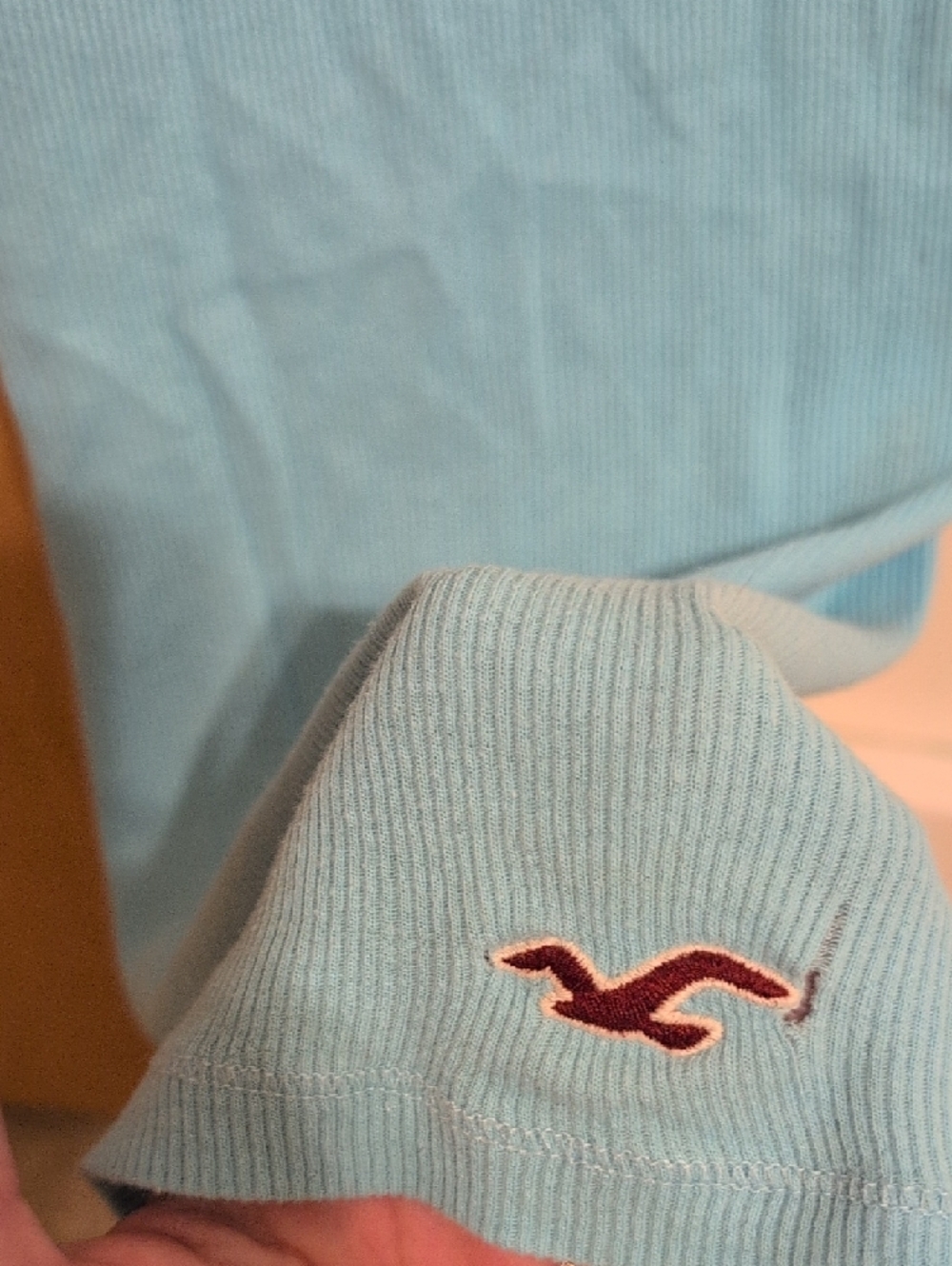 Hollister Light Blue Ribbed Lace-Trim Tank - Picture 3 of 4